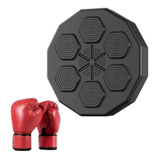 Smart Wall-Mounted Boxing Trainer With Adult Gloves - With Adult Black Gloves