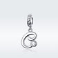 925 Sterling Silver Personalized Letter Pendant For Diy Bracelets & Necklaces Style - C