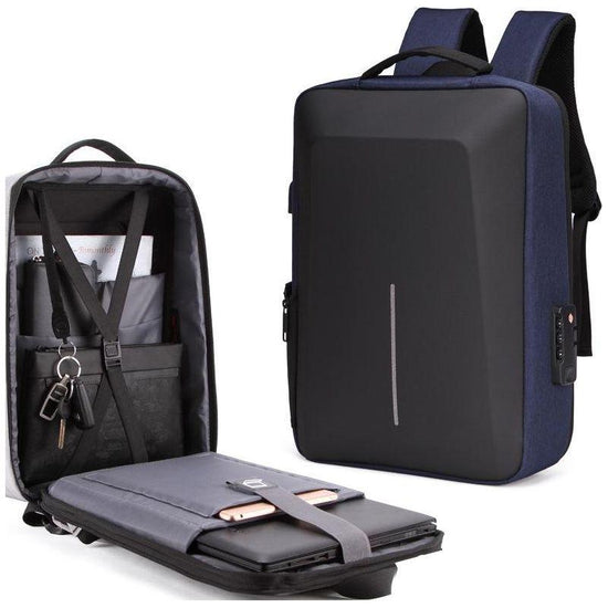 Anti-Theft Hard Shell Backpack For Men - Blue
