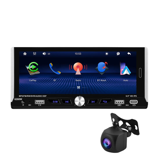 6.9 Inch Car Mp5 Player With Carplay Function & Backup Camera - Standard + Ahd Camera