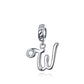 925 Sterling Silver Personalized Letter Pendant For Diy Bracelets & Necklaces Style - W