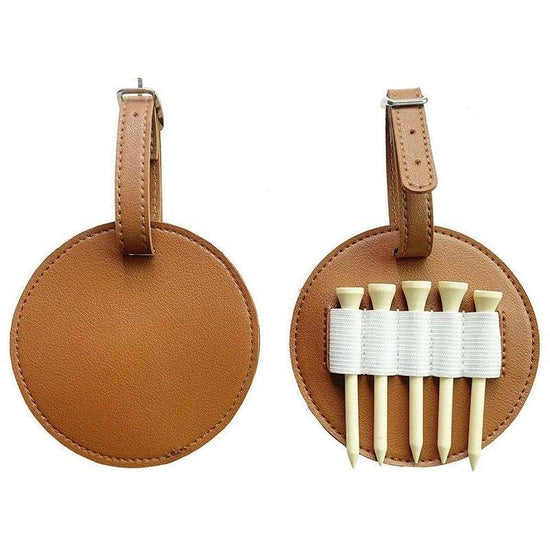 Double-Sided Leather Golf Spike Insert Bag - Outdoor Waist Hanging Storage - Single-Sided Brown