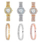 Gold Roman Diamond Watch & Bracelet Set For Women