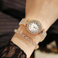 Gold Roman Diamond Watch & Bracelet Set For Women