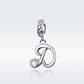 925 Sterling Silver Personalized Letter Pendant For Diy Bracelets And Necklaces Style - D