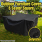 Waterproof 210D Oxford Cloth Cover For Outdoor Furniture Set - Protects From Uv Dust And Rain - 250X250X90Cm - Black