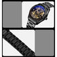 Golden Steel Band Automatic Skeleton Watch For Men
