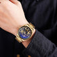 Golden Steel Band Automatic Skeleton Watch For Men