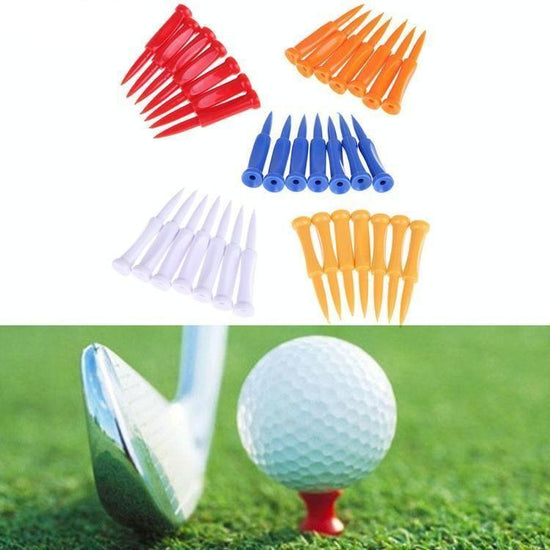 60-Piece Golf Plastic Ball Tee Set With Ribbon Needle - 57Mm Size
