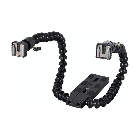 Adjustable Dual Arm Flash Bracket Mount For Hot Shoe