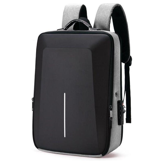 Anti-Theft Hard Shell Backpack For Men With Alloy Frame - Gray