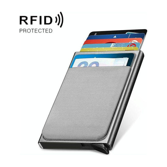 Automatic Pop Up Card Holder Wallet - Gray Metal