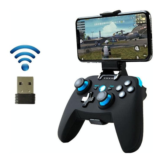 Wireless Game Controller for Android / Ios / Pc / Ps3 with Bluetooth & 2.4ghz Includes Handle Bracket and Receiver - Blue