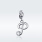 925 Sterling Silver Personalized Letter Pendant For Diy Bracelets & Necklaces Style - P
