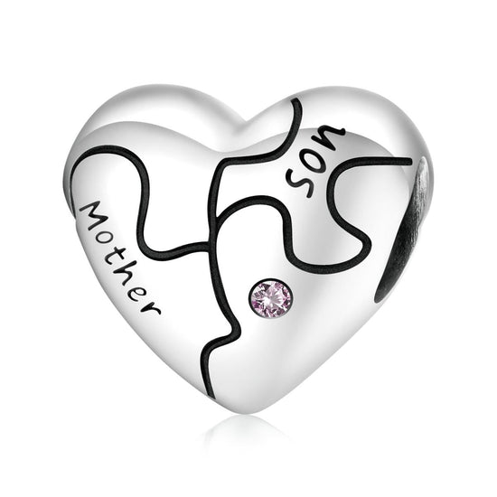 925 Sterling Silver Diy Heart Puzzle Beads For Bracelet / Necklace