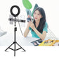 Live Broadcast Dual Phone Bracket with 1.1m Tripod & 6.2 Inch Led Ring Light Kit
