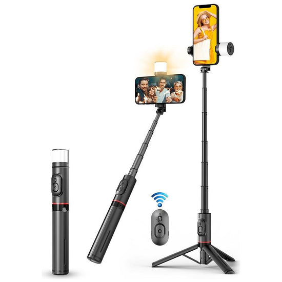 Rotatable Bluetooth Selfie Stick With Fill Light And Remote Control