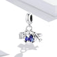 925 Sterling Silver Blue Zircon Aircraft Pendant For Diy Bracelets & Necklaces