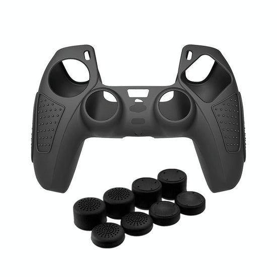 Black Silicone Protective Case for Ps5 Gamepad - Anti-skid Cover - Blue + 8 Hats