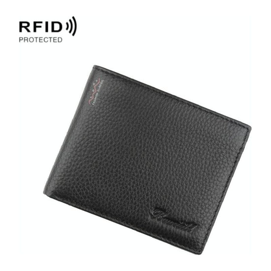 Rfid Men Short Wallet With Card Slots - Black