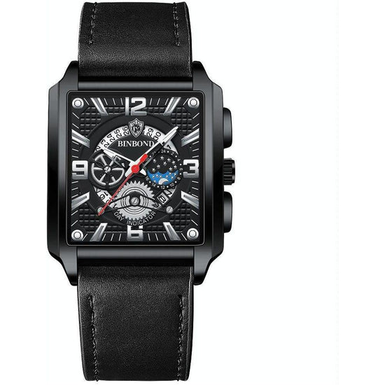 Vintage Square Men Quartz Watch With Multifunction And Luminous Display