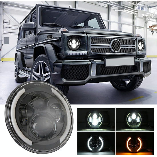 7 Inch H4 / H13 Dc 9V - 30V 3000Lm 3000K - 6000K 25W Car Round Shape Led Headlight Lamps For Jeep Wrangler With Angel Eye White Light