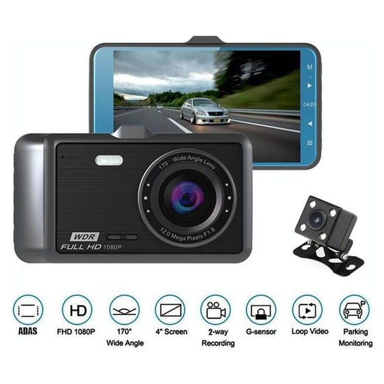 Hd 1080P Dual Camera Car Recorder With 4 Ips Screen And 170 Degree Wide Angle