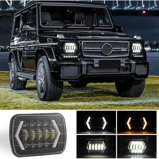7 Inch H4 Dc 9V - 30V 3000Lm 6000K 30W Ip67 8Led Lamp Beads Car Square Shape Led Headlight Lamps For Jeep Wrangler