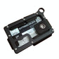 Adjustable Snap Button Wallet Aluminum Alloy & Leather - Black