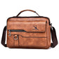 Leather Men Shoulder Bag Business Laptop Case Retro Design - Black