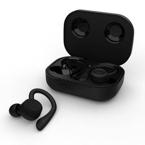 Waterproof T20 Tws Bluetooth Earphones with Charging Box and Noise-cancelling Hooks - Black