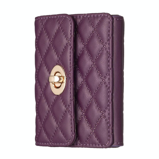 Horizontal Card Bag Mobile Phone Back Sticker With Metal Buckle - Dark Purple