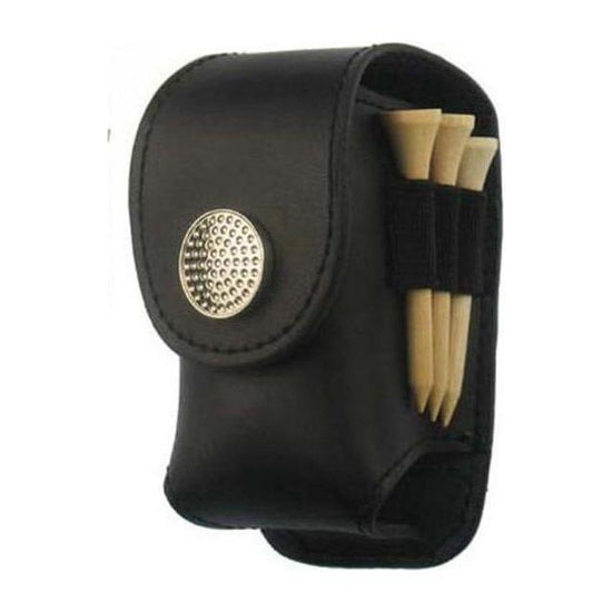 Leather Golf Ball Waist Pouch - Portable Tee Bag For Sports - Black