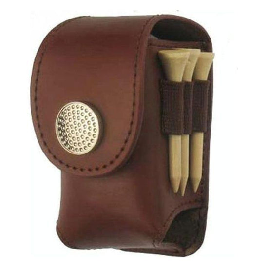 Leather Golf Ball Waist Pouch - Portable Tee Bag For Sports - Black