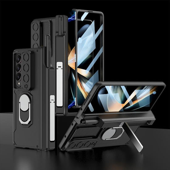 For Samsung Galaxy Z Fold4 5G Magnetic Phone Case With Pen Holder - Foldable - Black