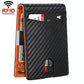 Rfid-protected Leather Credit Card Wallet - Secure & Stylish - Carbon Fiber Black Blue Inner