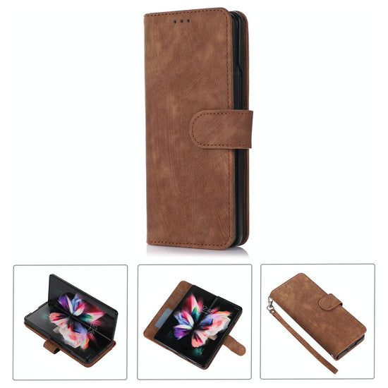 Samsung Galaxy Z Fold 4 Leather Phone Case With Pen Slot - Horizontal Flip