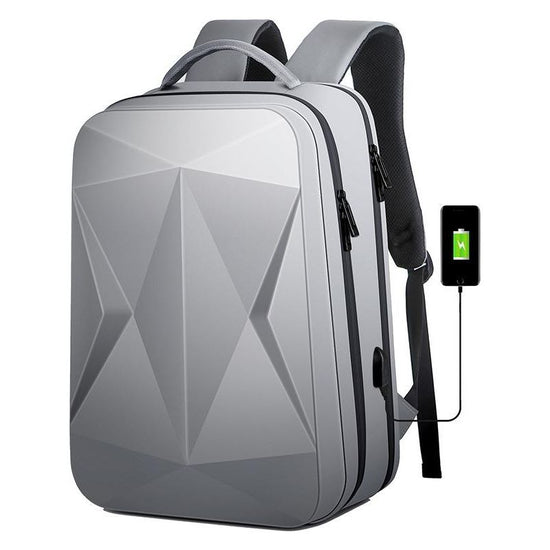 Waterproof Laptop Backpack With Usb Port - Large Capacity - Light Grey