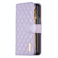 For Samsung Galaxy Z Fold4 5G Leather Zip Wallet - Diamond Lattice Design - Black