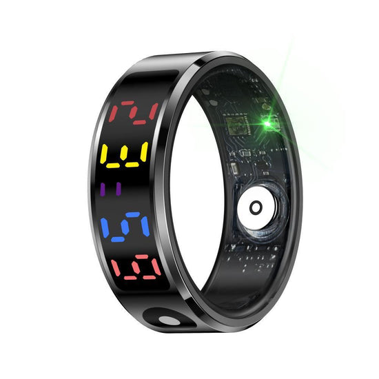 Smart Ring Heart Rate Blood Oxygen Sleep Sports Size 10 - Black