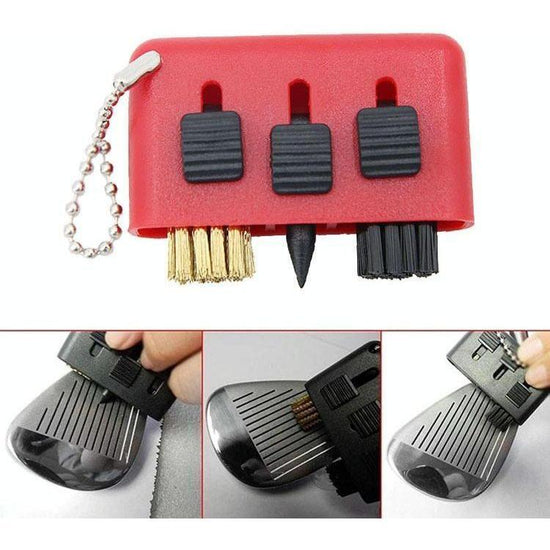 3-Piece Portable Golf Groove Cleaning Brush - Red