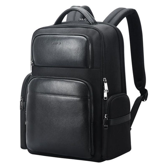Large-Capacity Business Laptop Backpack With Usb & Type-C Port - First-Layer Cowhide Black