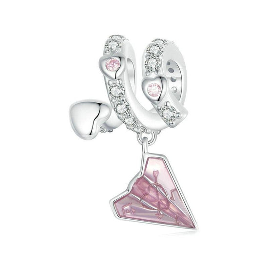 925 Sterling Silver Paper Airplane Love Letter Pendant
