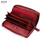 Stylish Rfid Clutch with Zipper - Lychee Texture - Red Wine