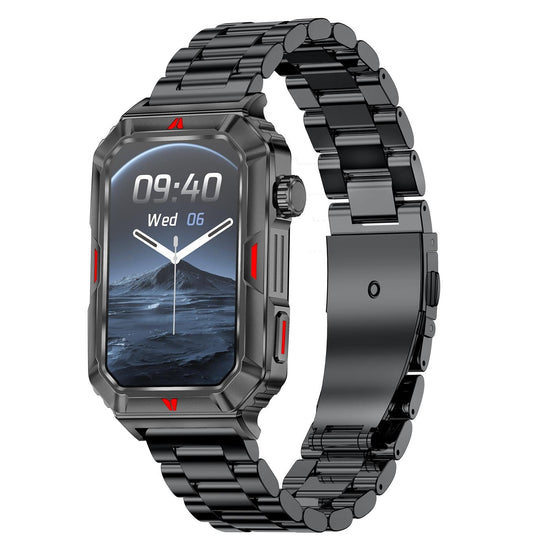 Smart Bracelet With Sleep Detection And Steel Strap - Bt5.2 - Black