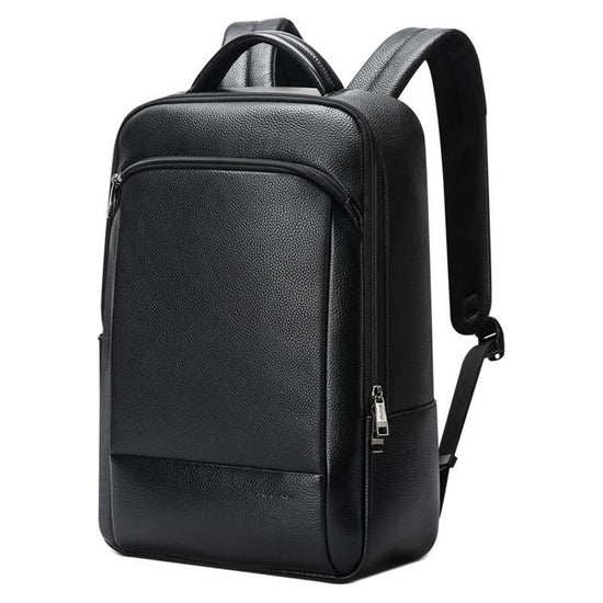 Large Business Laptop Backpack In First-Layer Cowhide - Black