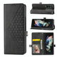 For Samsung Galaxy Z Fold4 5G Textured Leather Phone Case - Cubic Grid Design - Black