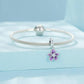 925 Sterling Silver Flower Pendant For Diy Bracelets & Purple Beads