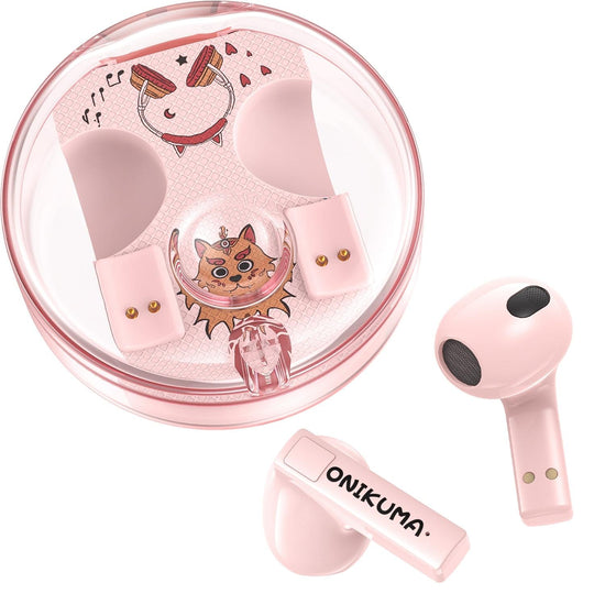 Wireless Cartoon Bluetooth Earphones - Transparent Design - Pink