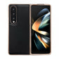 For Samsung Galaxy Z Fold4 5G Xiaoya Series Genuine Leather Plating Case - Black